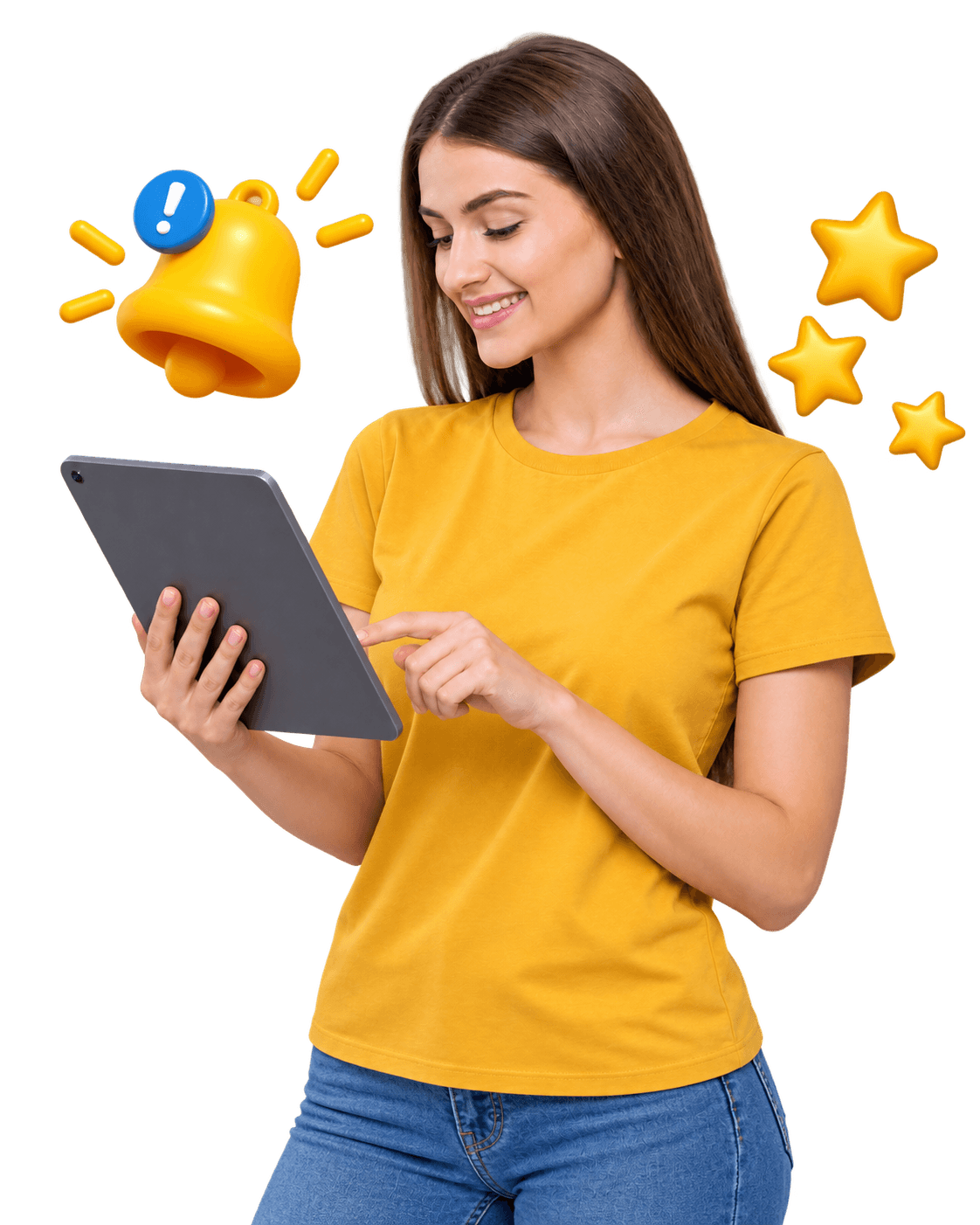 Asesora de 360Sys usando una tablet junto a alertas y valoraciones